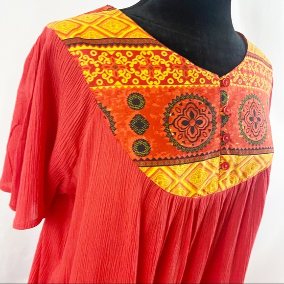 VTG Boho Embroidered Flowy Maxi Dress Long Dress - Picture 2 of 9